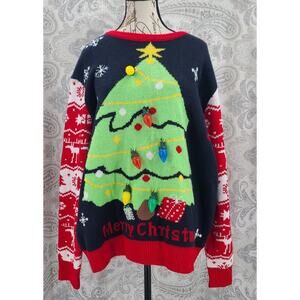 Ugly Christmas crewneck sweater with lights men's Size xl festive holiday